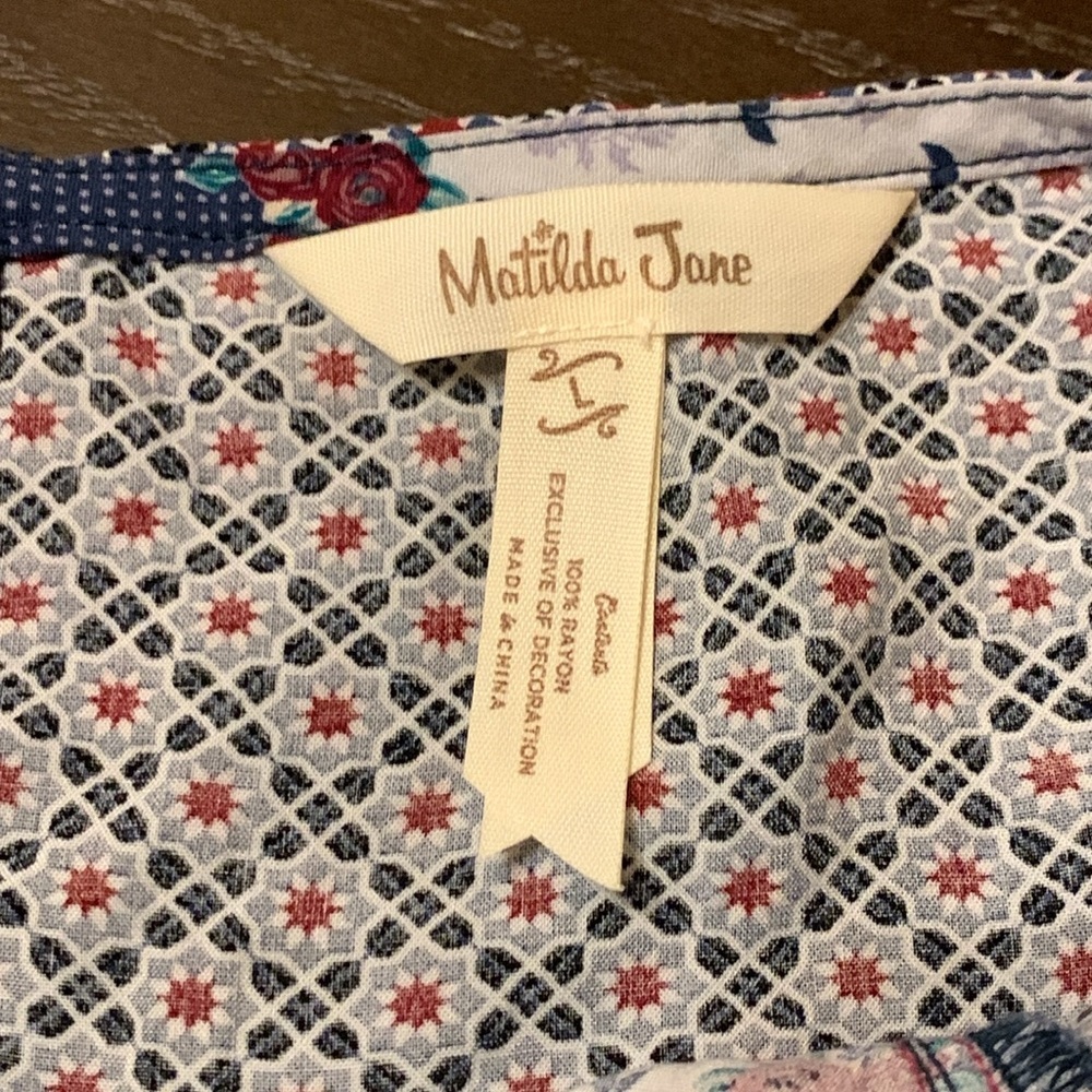 Matilda Jane women’s blouse in pink blue floral women’s large gardencore boho - Picture 4 of 11